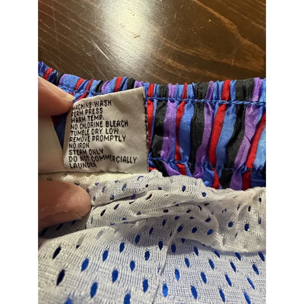 VTG‎ Pro Spirit Mens Blue Nylon Swim Trunks Shorts Large 90s Striped Waistband